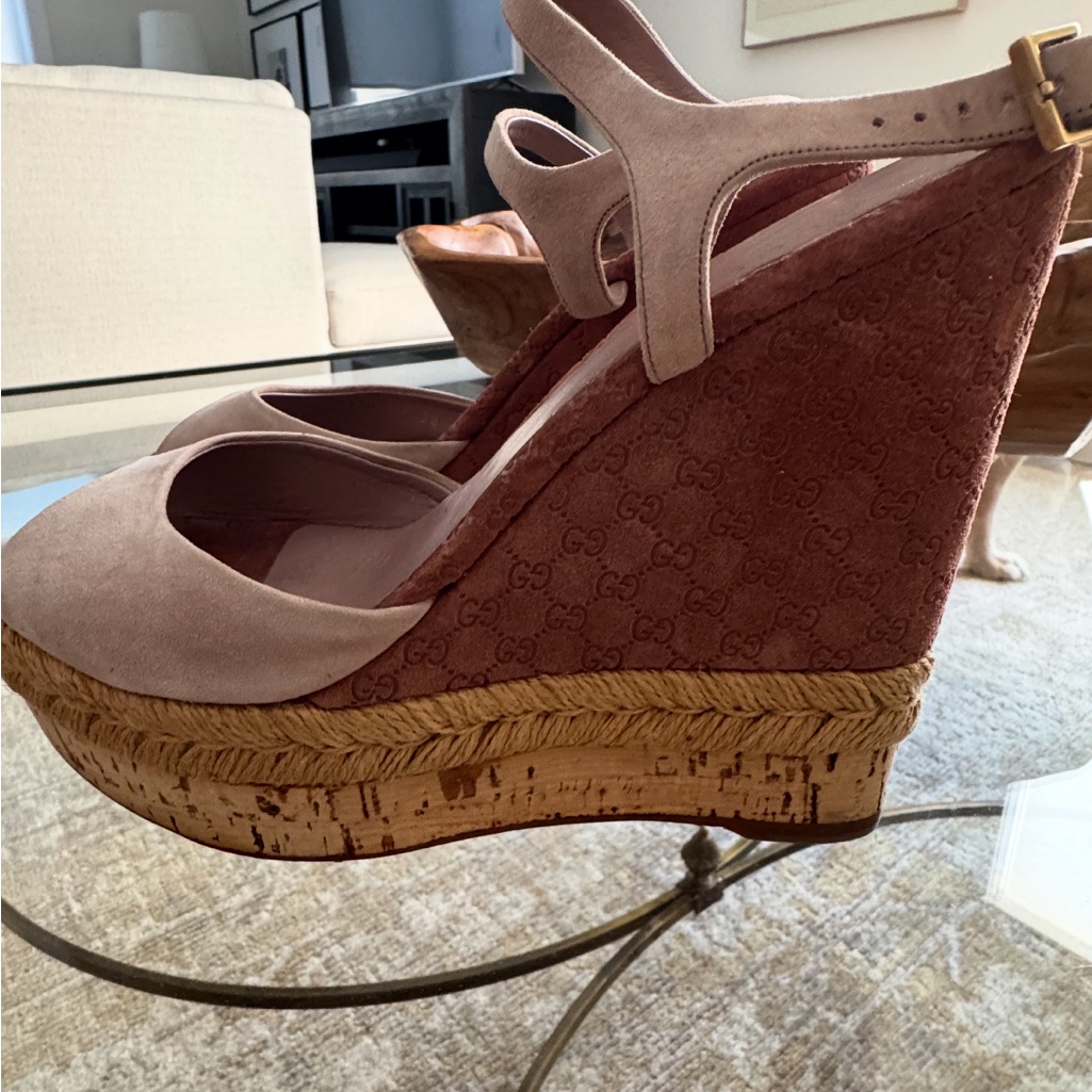 Gucci Blush Pink Wedge Heels